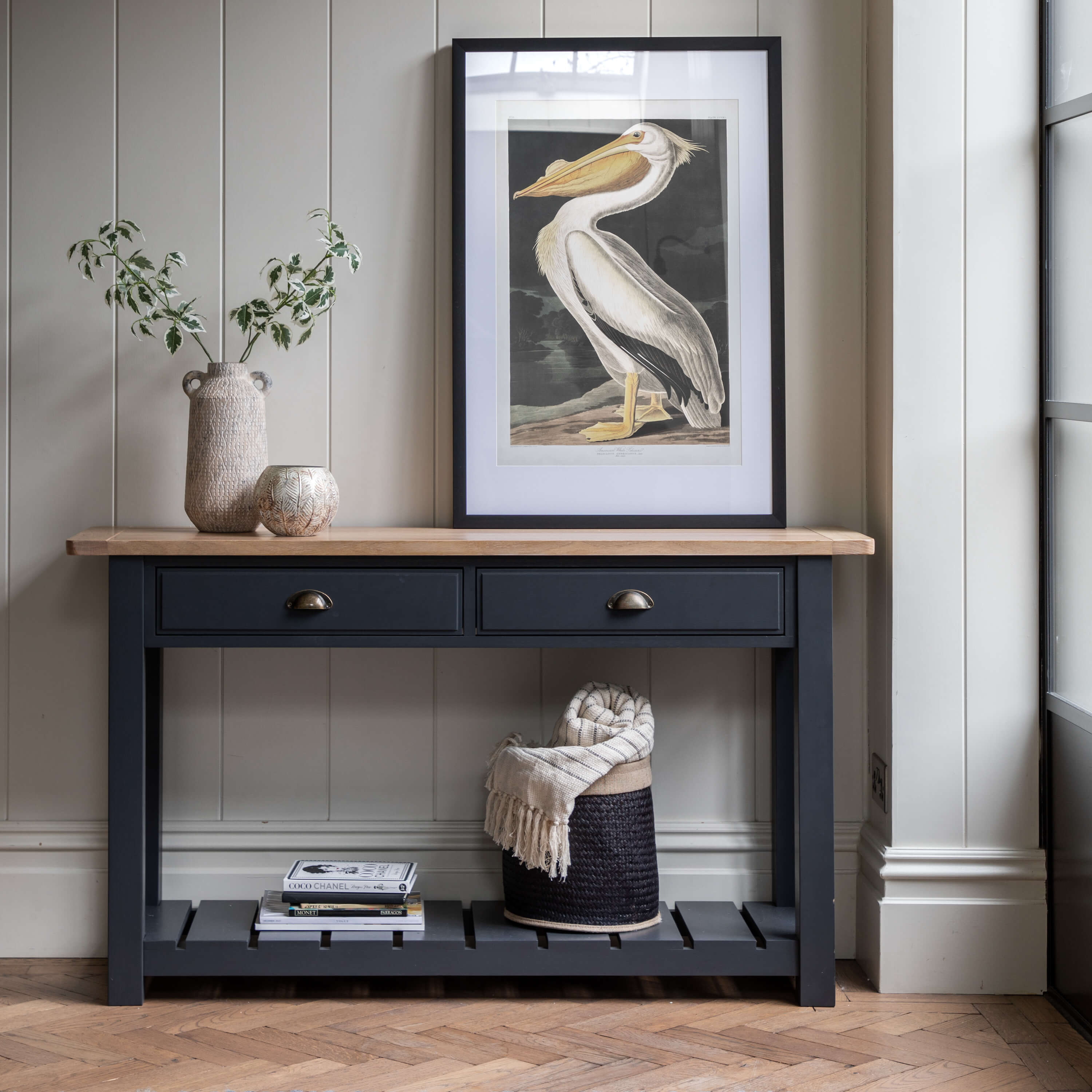 Newlyn 2 Drawer Console Meteor 1400x380x800mm - WowCornwall