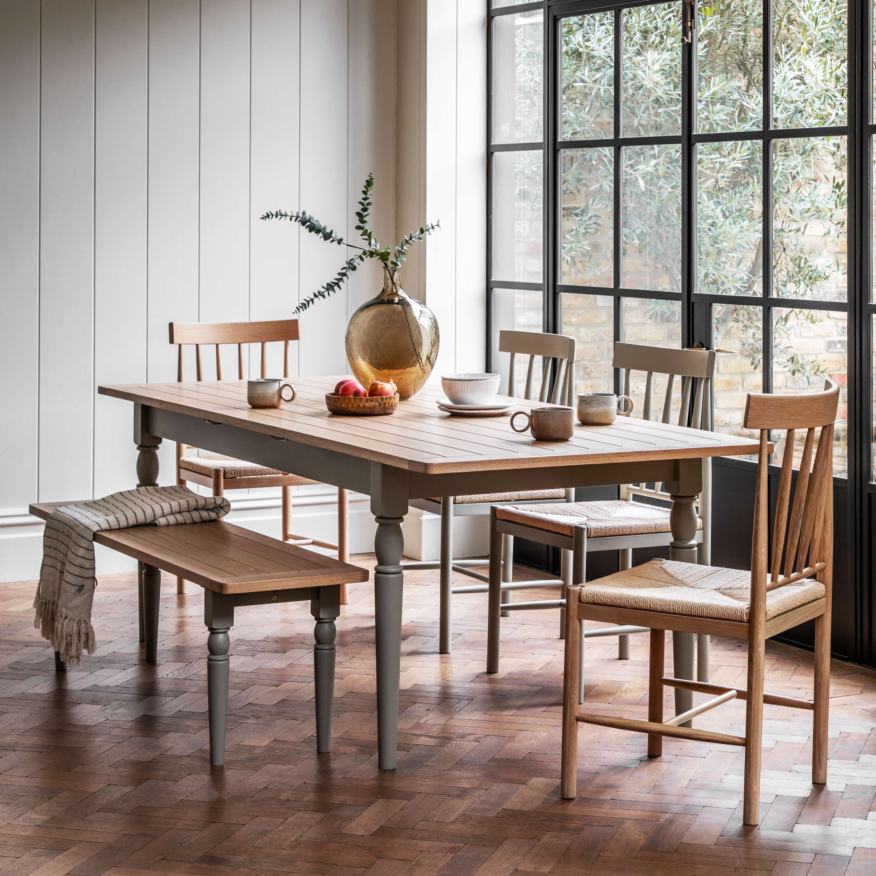 Newlyn Ext Dining Table Prairie 1800/2300x950x750mm - WowCornwall