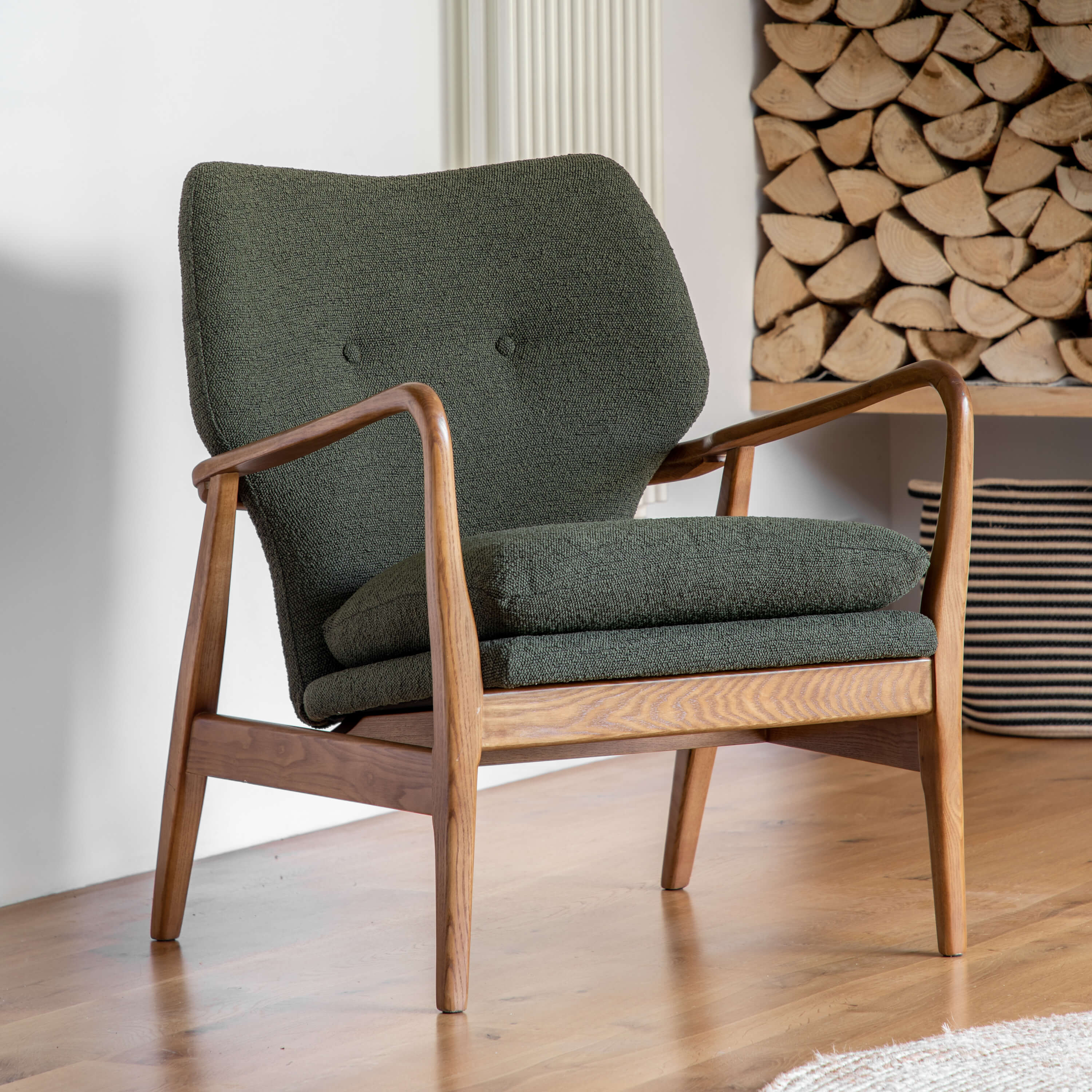 Jensen Armchair Green 730x740x850mm - WowCornwall