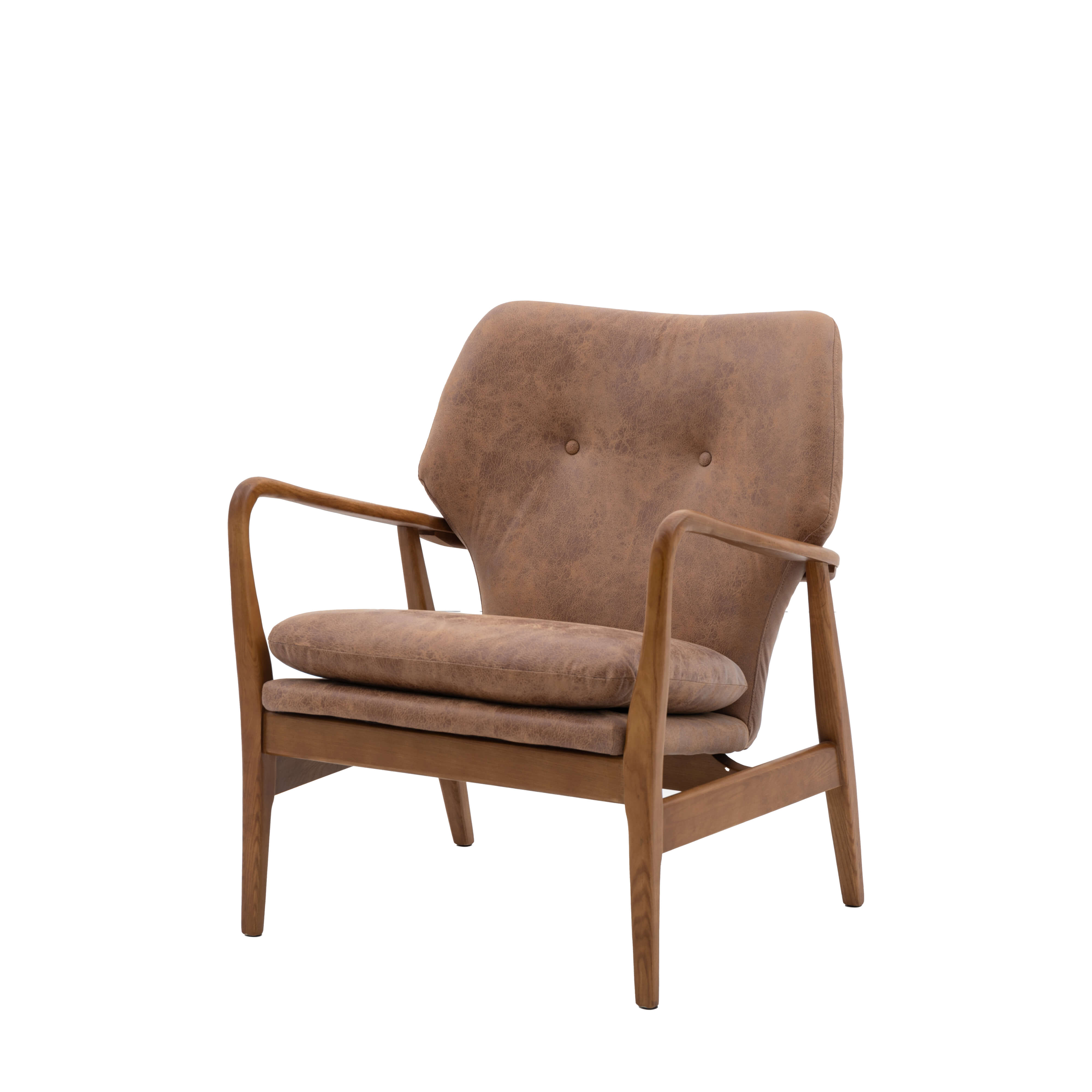 Jensen Armchair Brown Leather 730x740x850mm - WowCornwall