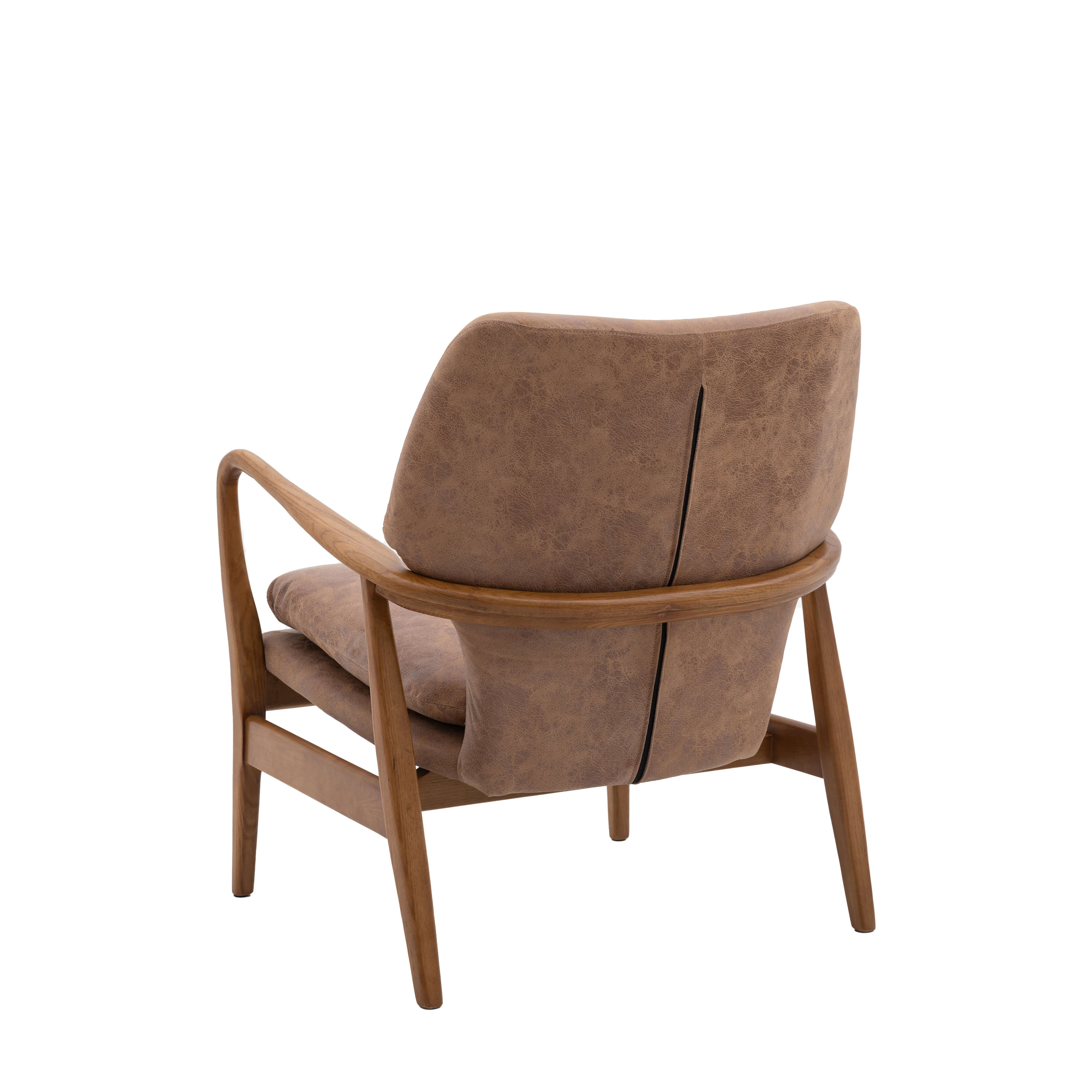 Jensen Armchair Brown Leather 730x740x850mm - WowCornwall