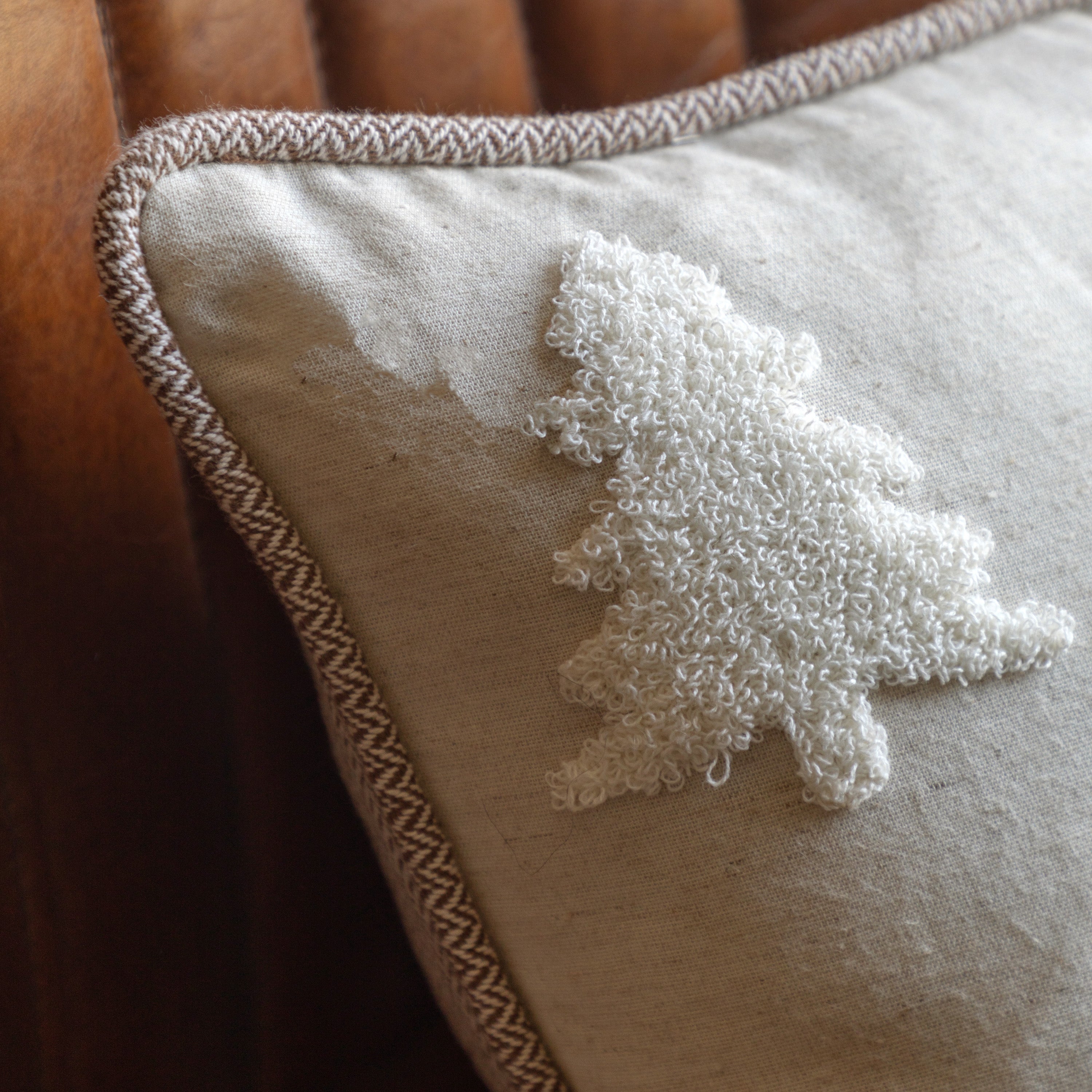 Woodland Embroidered Tree Cushion - WowCornwall