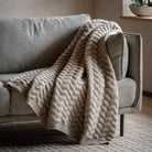 Herringbone Woven Throw Natural - WowCornwall