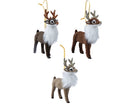 Deer faux fur with glitter antlers Christmas Decoration, three colours - WowCornwall