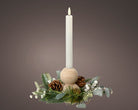 Modern candleholder gllitter wooden balls, pinecones,eucalyptus