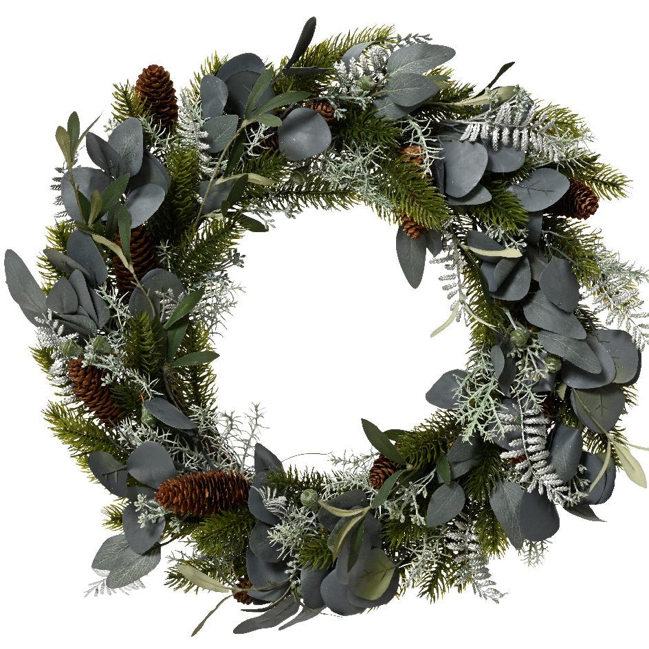 Silver Leaves and Pinecones Christmas Wreath - WowCornwall