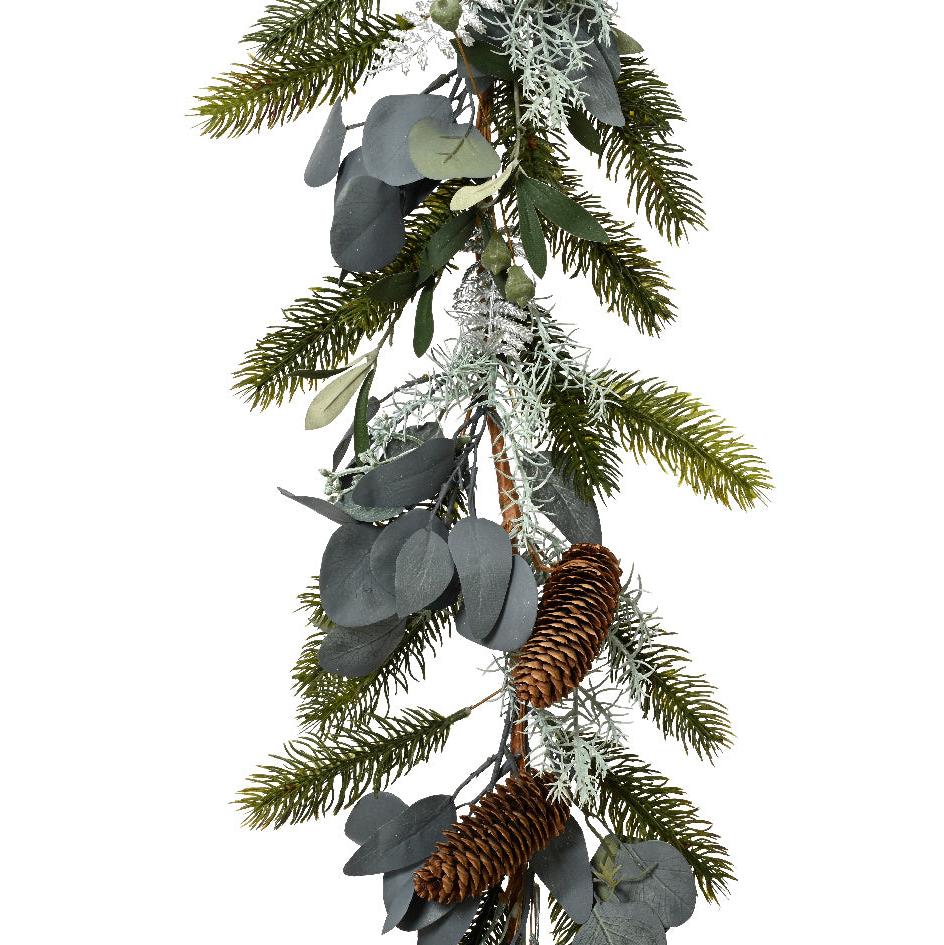 Silver Leaves and Pine Cones Christmas Garland - WowCornwall