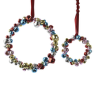 Metal Wreath with Jingle Bells – Rose Gold, Blue, and Silver - WowCornwall
