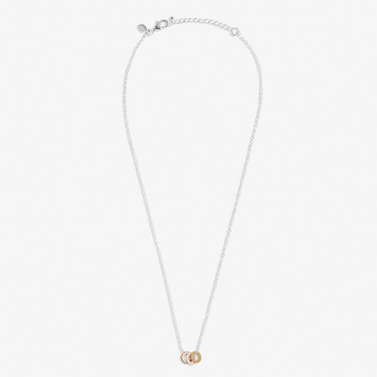 Mini Charms Three Tone Pavé Necklace in Silver, Gold and Rose Gold Plating - WowCornwall