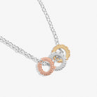 Mini Charms Three Tone Pavé Necklace in Silver, Gold and Rose Gold Plating - WowCornwall