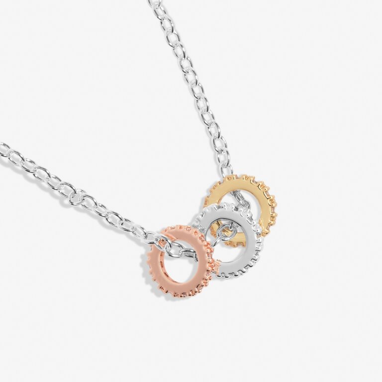 Mini Charms Three Tone Pavé Necklace in Silver, Gold and Rose Gold Plating - WowCornwall