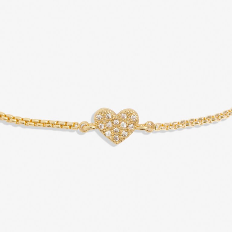 Mini Charms Pavé Heart Bracelet in Gold Plating - WowCornwall