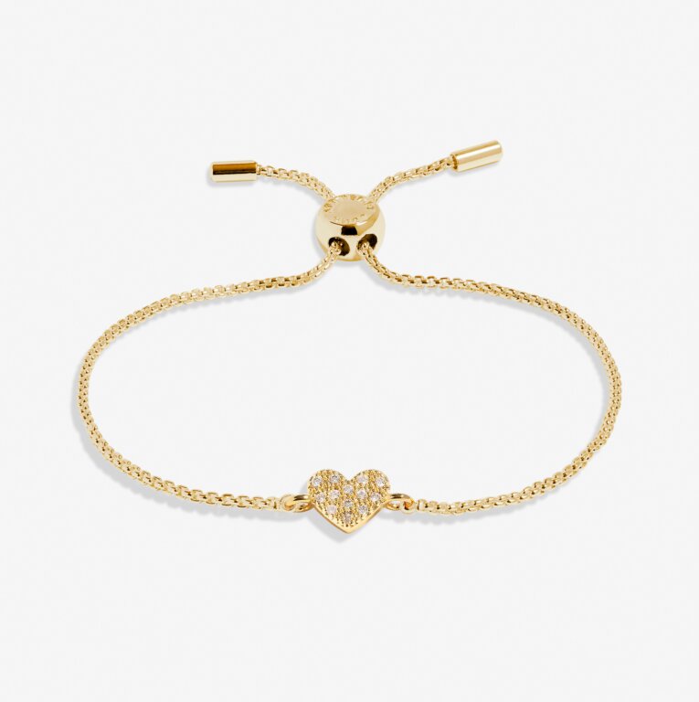 Mini Charms Pavé Heart Bracelet in Gold Plating - WowCornwall