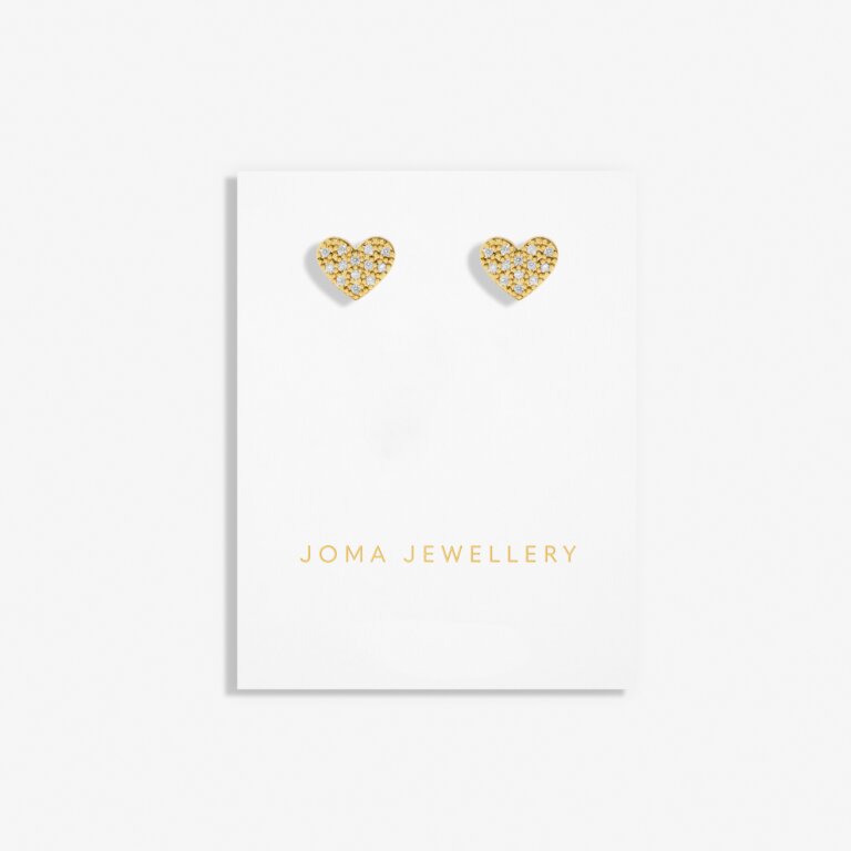 Mini Charms Pavé Heart Earrings in Gold Plating - WowCornwall