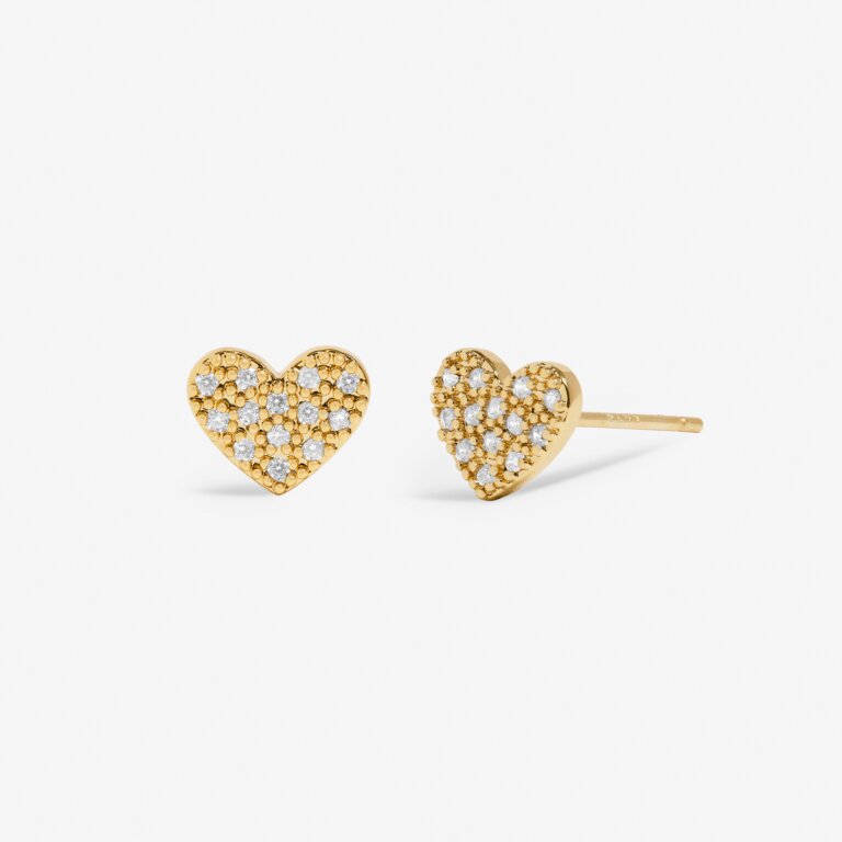 Mini Charms Pavé Heart Earrings in Gold Plating - WowCornwall