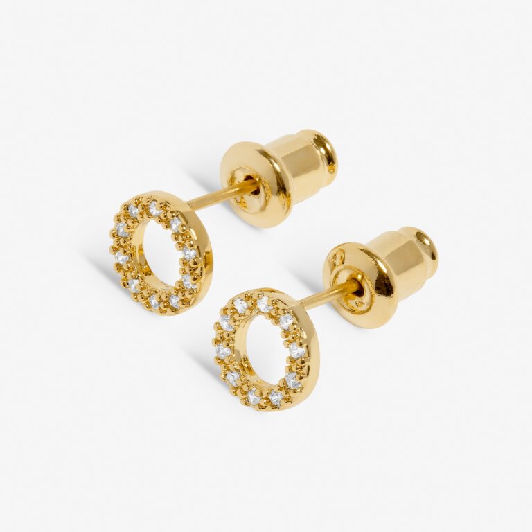 Mini Charms Pavé Circle Earrings in Gold Plating - WowCornwall