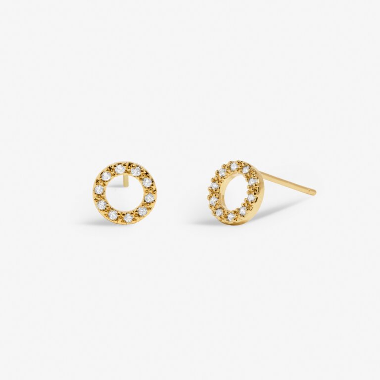 Mini Charms Pavé Circle Earrings in Gold Plating - WowCornwall