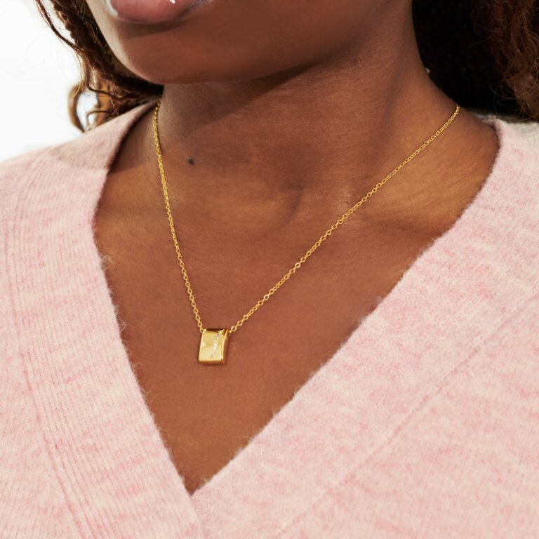 Style Stories Pavé Tag Necklace in Gold Plating - WowCornwall