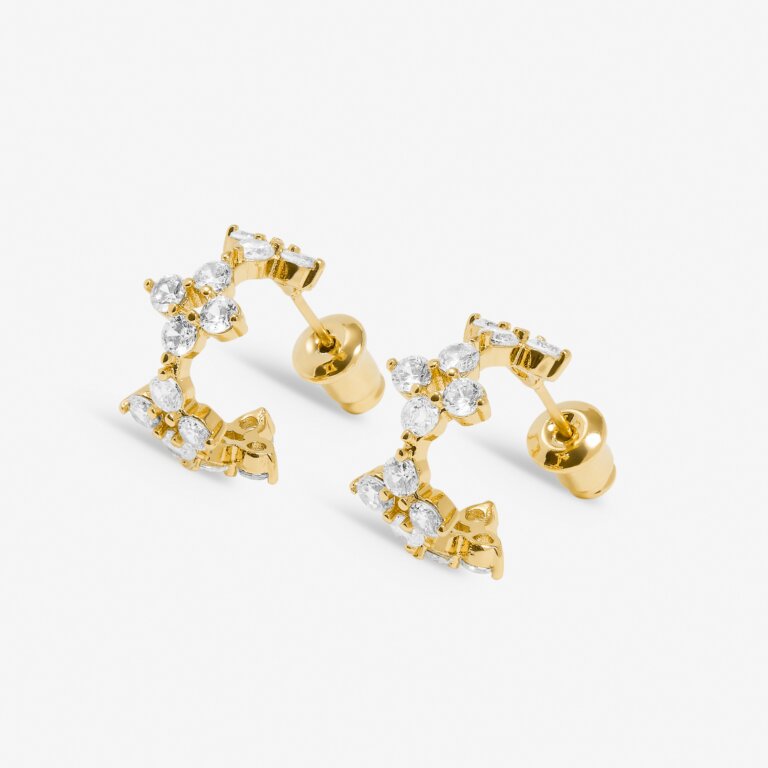 Style Stories Pavé Clover Hoop Earrings in Gold Plating - WowCornwall