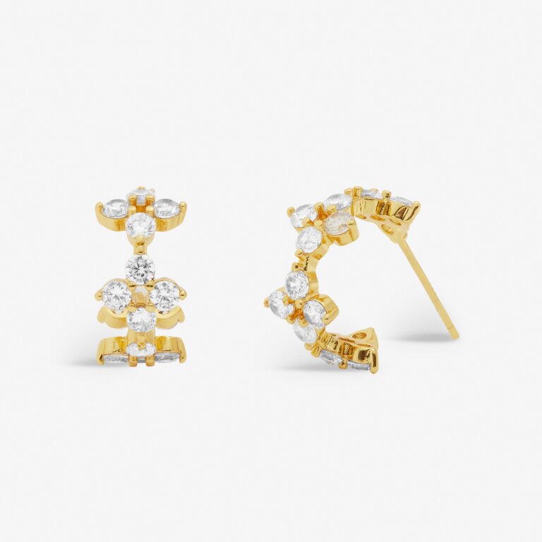 Style Stories Pavé Clover Hoop Earrings in Gold Plating - WowCornwall