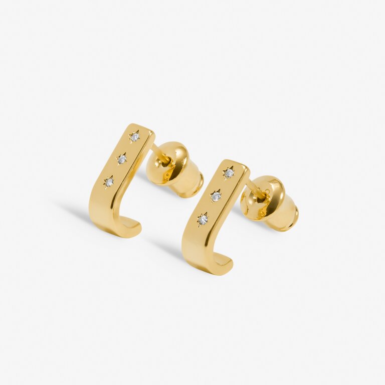 Style Stories Bar Huggie Earrings in Gold Plating - WowCornwall