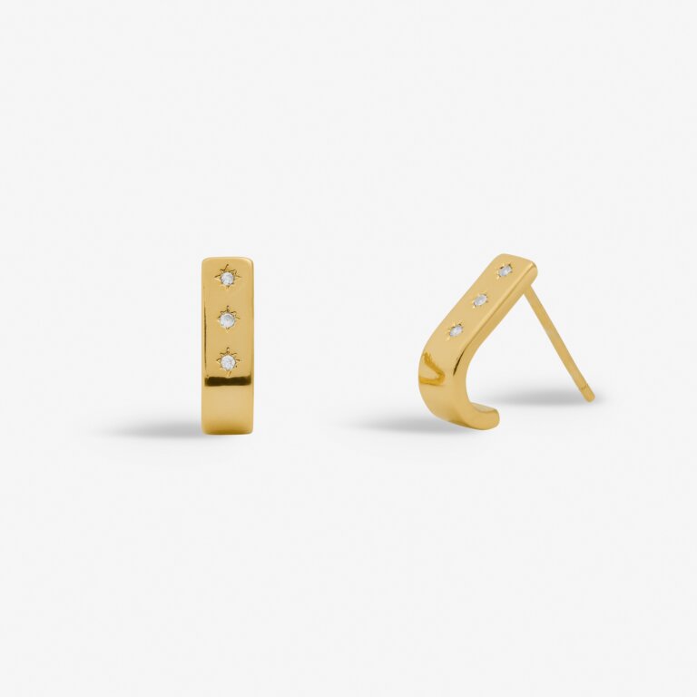 Style Stories Bar Huggie Earrings in Gold Plating - WowCornwall