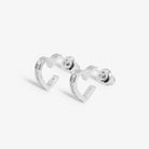 Style Stories Pavé Edge Heart Hoop Earrings in Silver Plating - WowCornwall