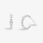 Style Stories Beaded Cubic Zirconia Hoop Earrings in Silver Plating - WowCornwall