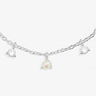 Halo Pearl Cubic Zirconia & Pearl Charms Bracelet in Silver Plating - WowCornwall