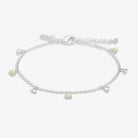 Halo Pearl Cubic Zirconia & Pearl Charms Bracelet in Silver Plating - WowCornwall