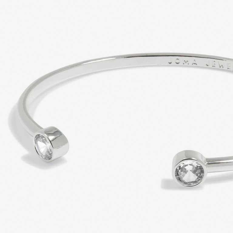 Halo Pearl Cubic Zirconia Bangle in Silver Plating - WowCornwall