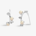 Halo Pearl Cubic Zirconia & Pearl Hoop Earrings in Silver Plating - WowCornwall