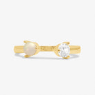 Halo Pearl Cubic Zirconia & Pearl Ring in Gold Plating - WowCornwall