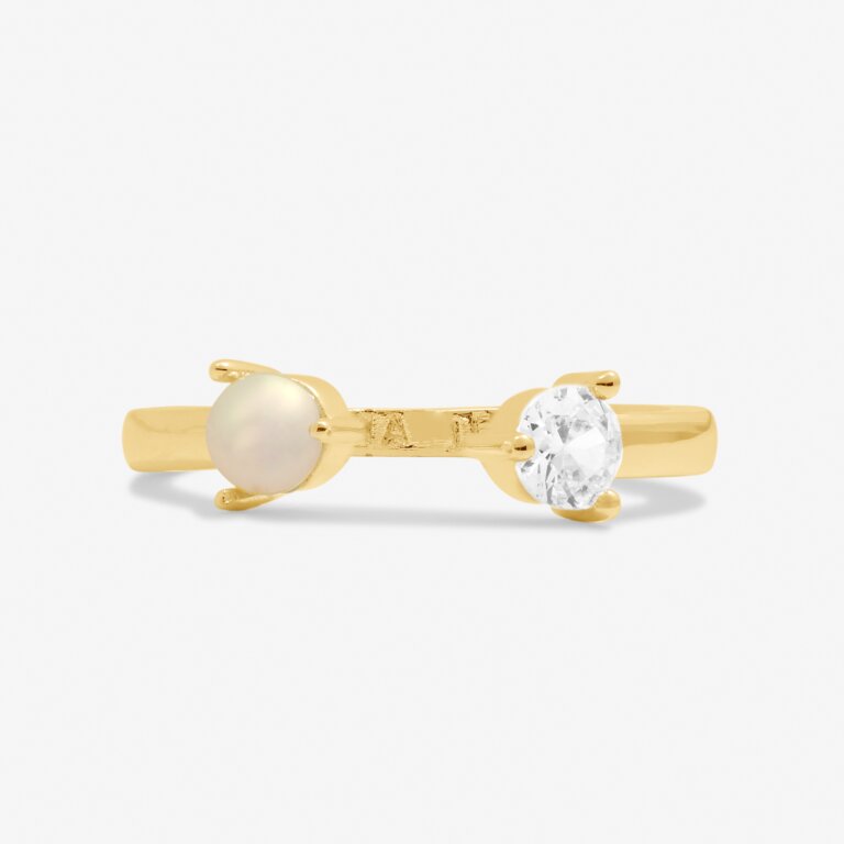 Halo Pearl Cubic Zirconia & Pearl Ring in Gold Plating - WowCornwall