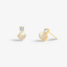 Halo Pearl Cubic Zirconia & Pearl Stud Earrings in Gold Plating - WowCornwall