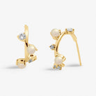 Halo Pearl Cubic Zirconia & Pearl Hoop Earrings in Gold Plating - WowCornwall