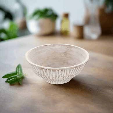 Bleached Mango Wood Bowl 20cm - WowCornwall