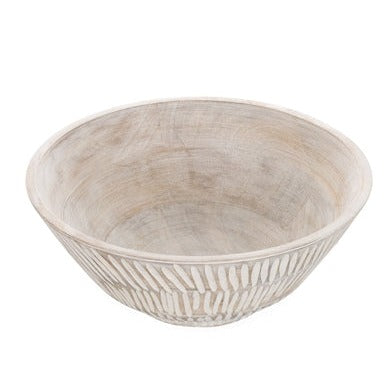 Bleached Mango Wood Bowl 30cm - WowCornwall