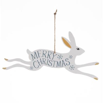 White Rabbit Sign Christmas Decoration - WowCornwall