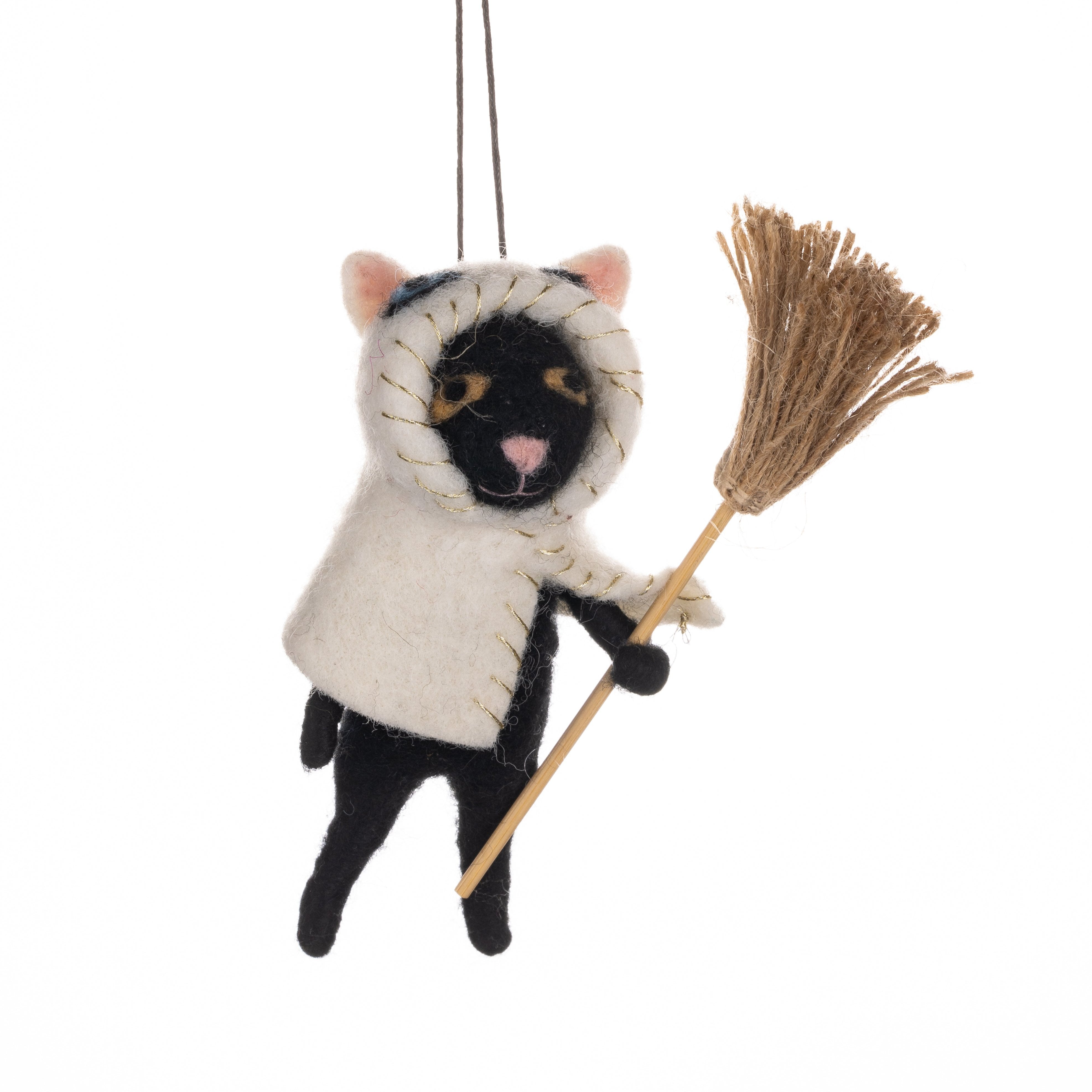 White Cape Cat Halloween Hanging Decoration - WowCornwall