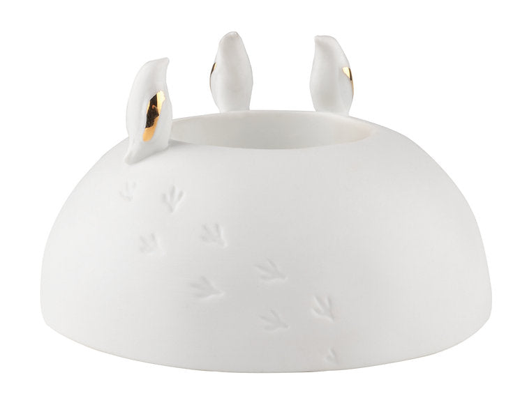 Porcelain Penguin Tealight Holder Gold by Rader - WowCornwall