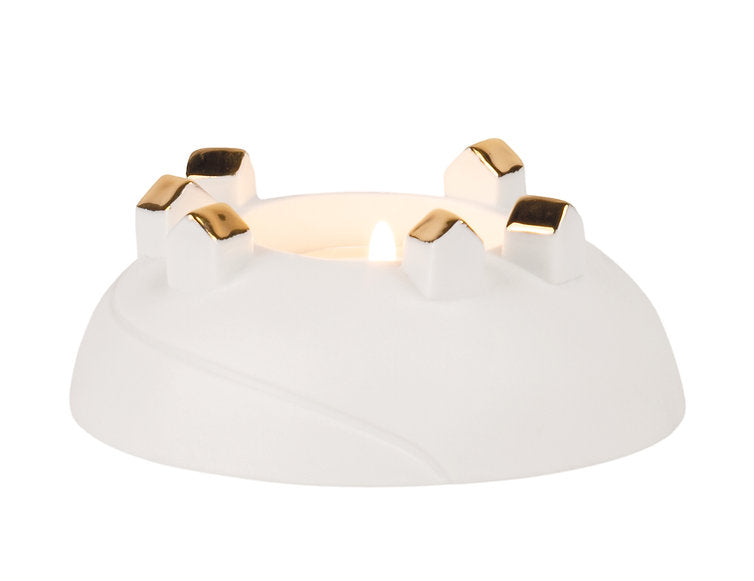 Porcelain Light Village Tealight Holder Gold by Rader - WowCornwall