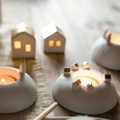 Porcelain Stories Tea Light Holder Penguin In Silver by Rader - WowCornwall