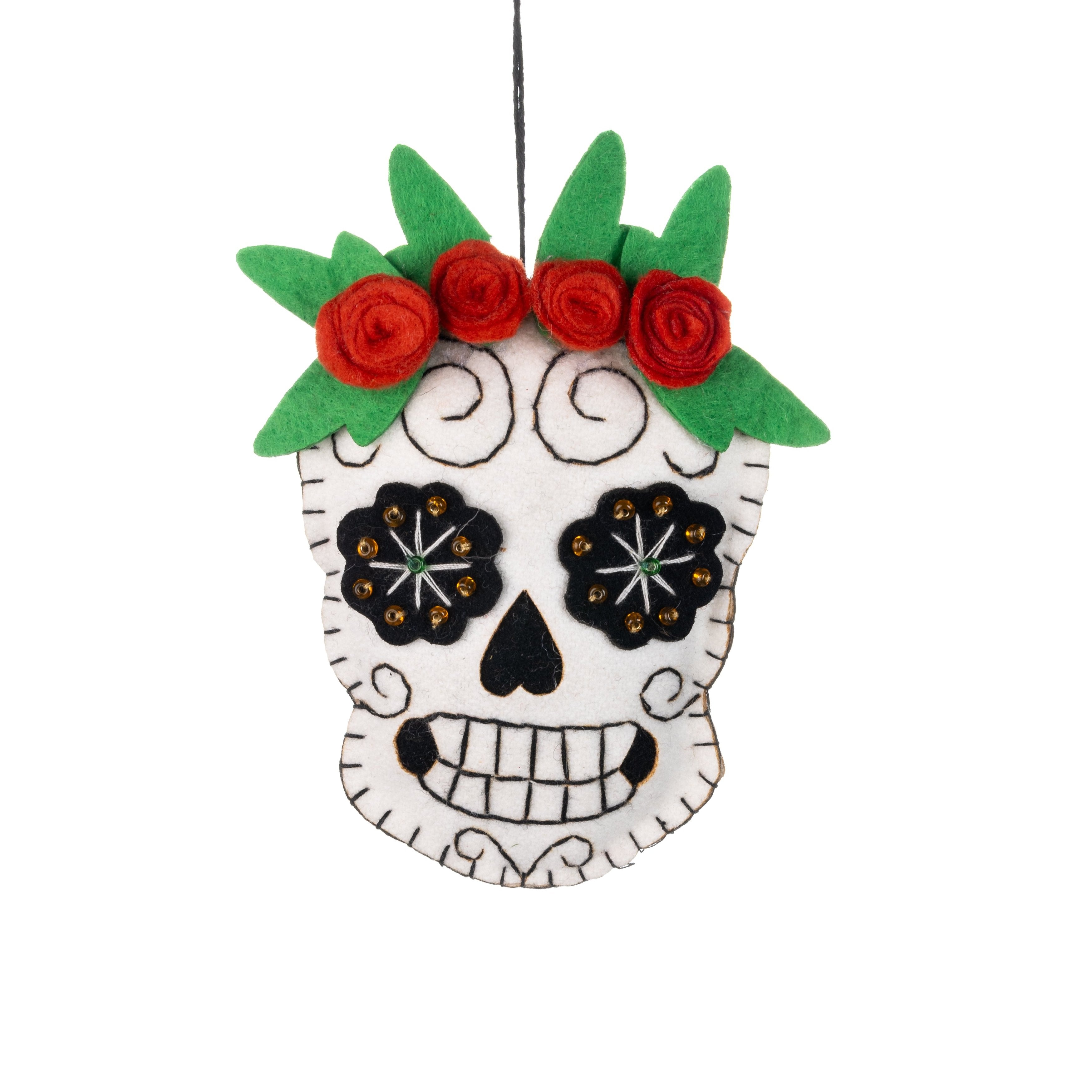 Hanging Roses Candy Skull Halloween Decoration - WowCornwall
