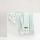 Ice Blue Italian Herringbone Throw - WowCornwall