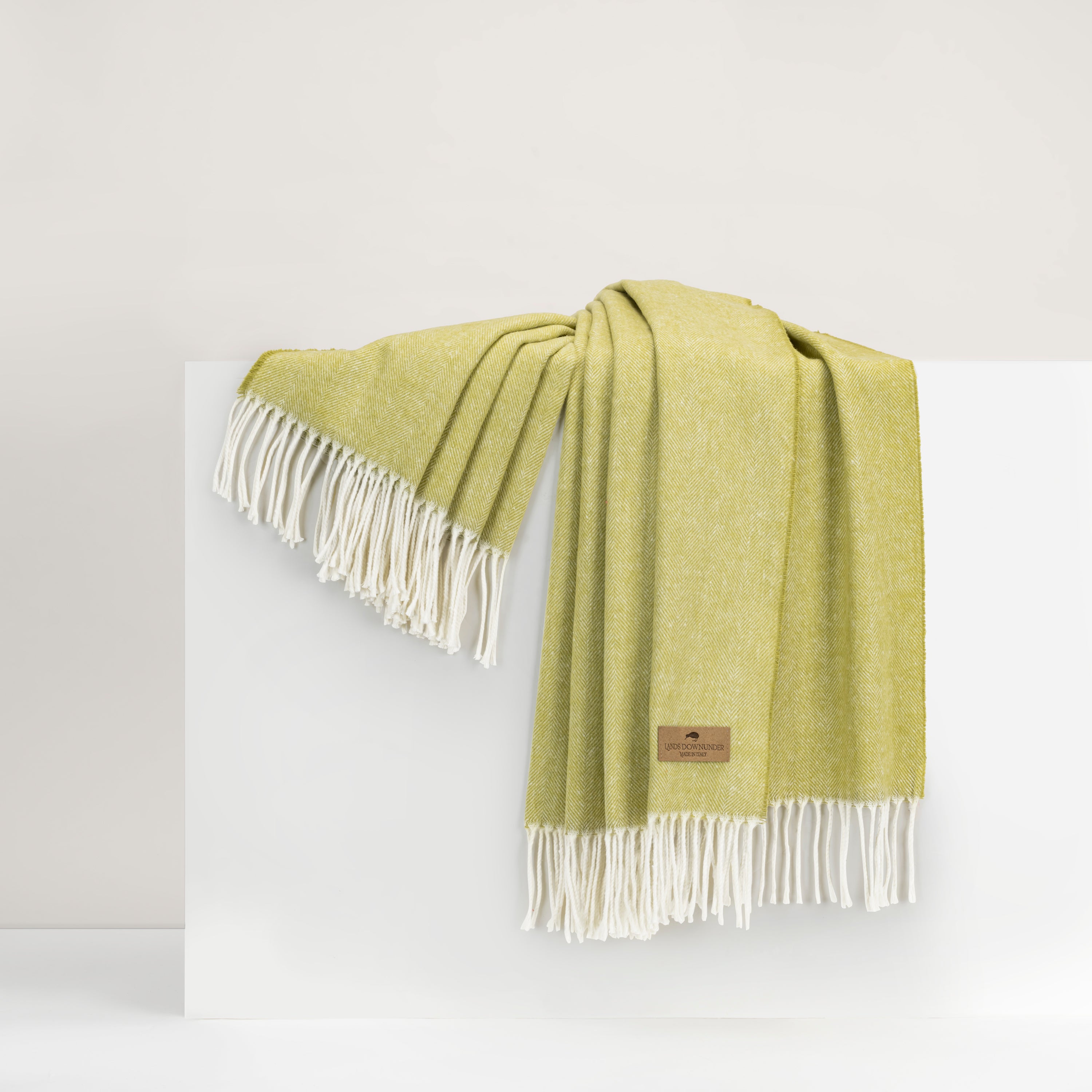 Lemongrass Italian Herringbone Throw - WowCornwall