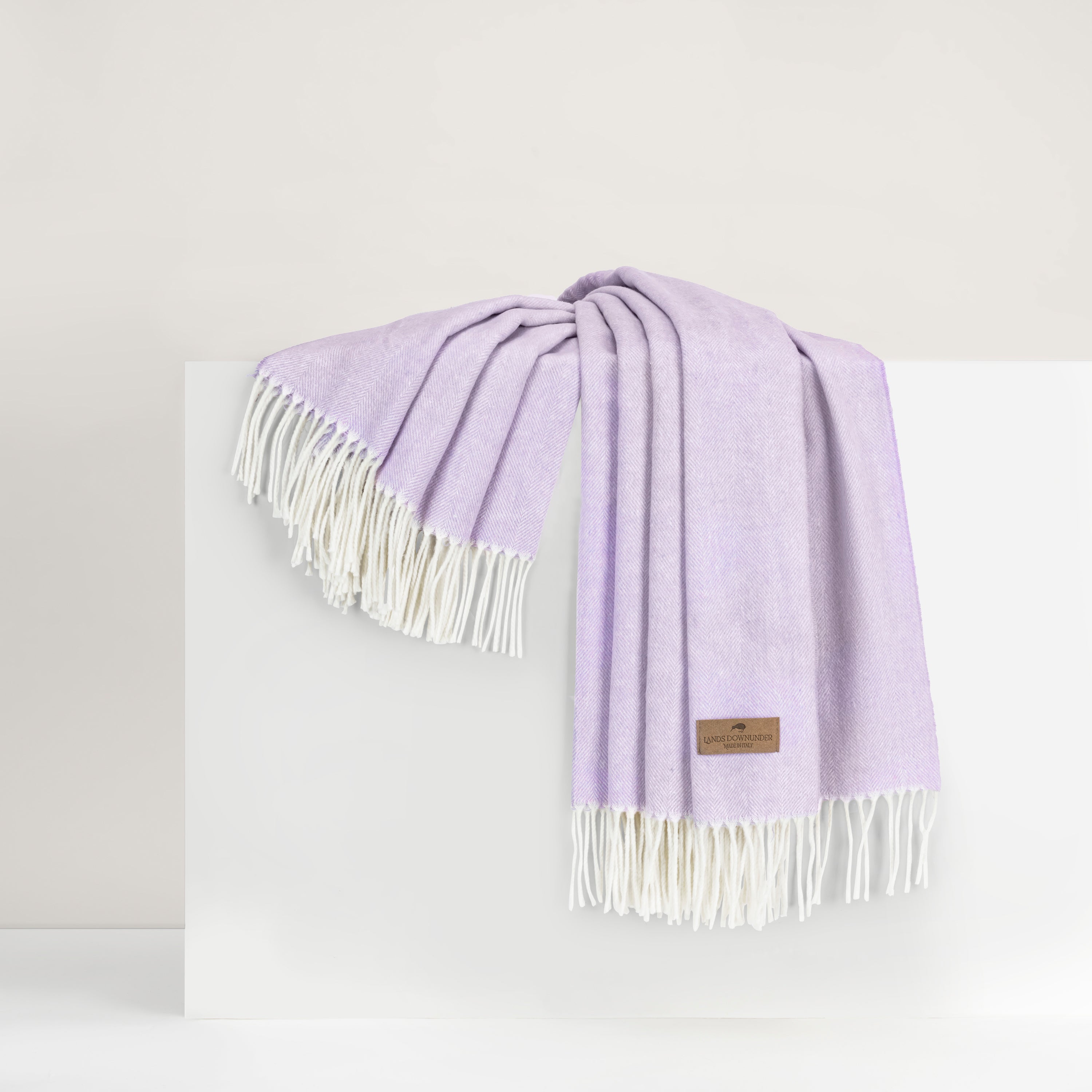 Lilac Italian Herringbone Throw - WowCornwall