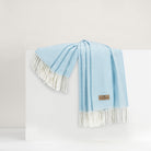 Sky Blue Italian Herringbone Throw - WowCornwall