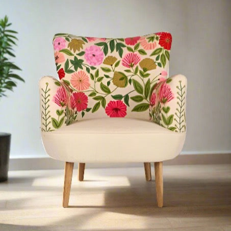 Arbour Embroidered Armchair Linen - WowCornwall