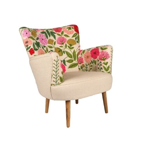 Arbour Embroidered Armchair Linen - WowCornwall